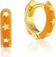 Buddha Mama Enameled Star Huggie Hoops