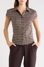 Madden Girl Puff Sleeve Button-Up Shirt