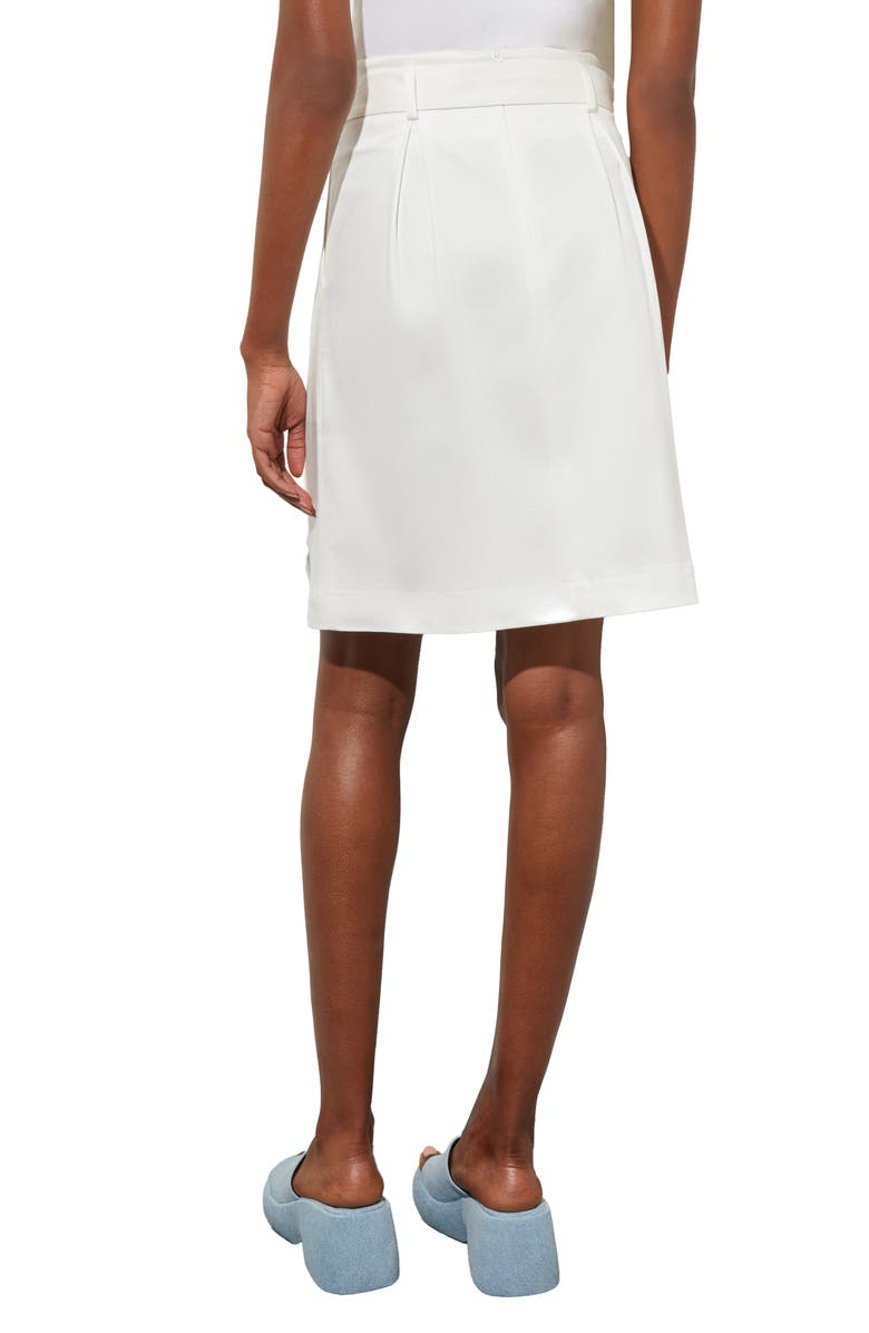 Ming Wang Belted Pleated A-Line Twill Skirt, Alternate, color, 