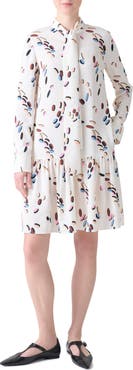 Akris punto Boho Dropping Dots Long Sleeve Satin Shirtdress