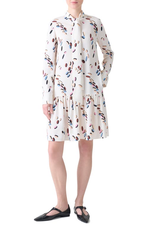Akris Punto Boho Dropping Dots Long Sleeve Satin Shirtdress