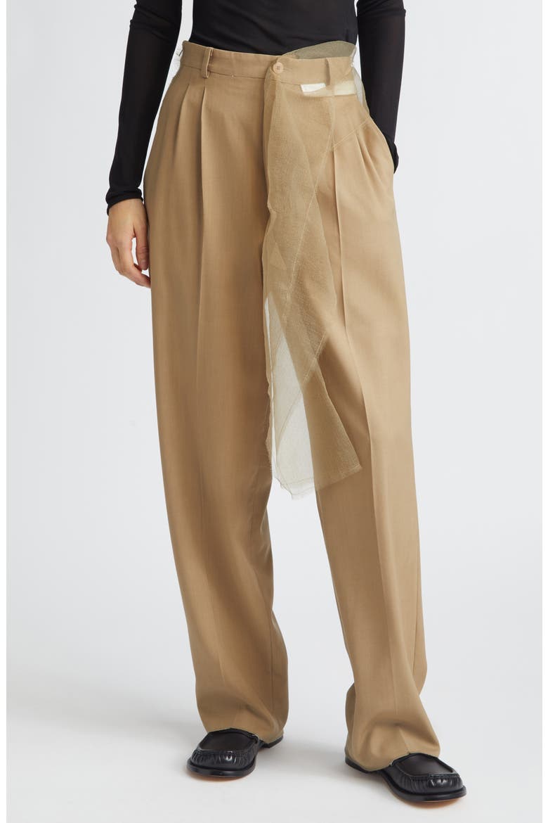 Piccolo Paradiso Pleated Wool Pants, Main, color, BEIGE