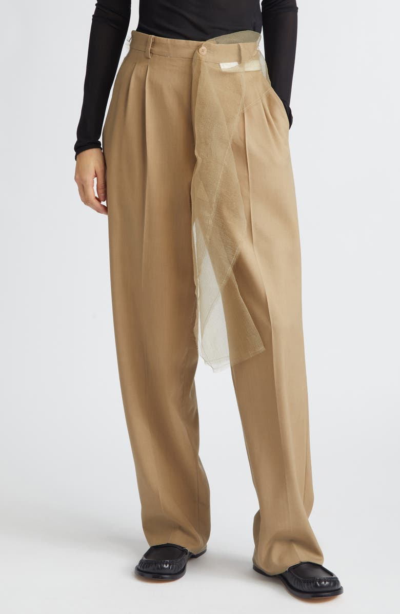 Magliano Piccolo Paradiso Pleated Wool Pants, Main, color, Beige