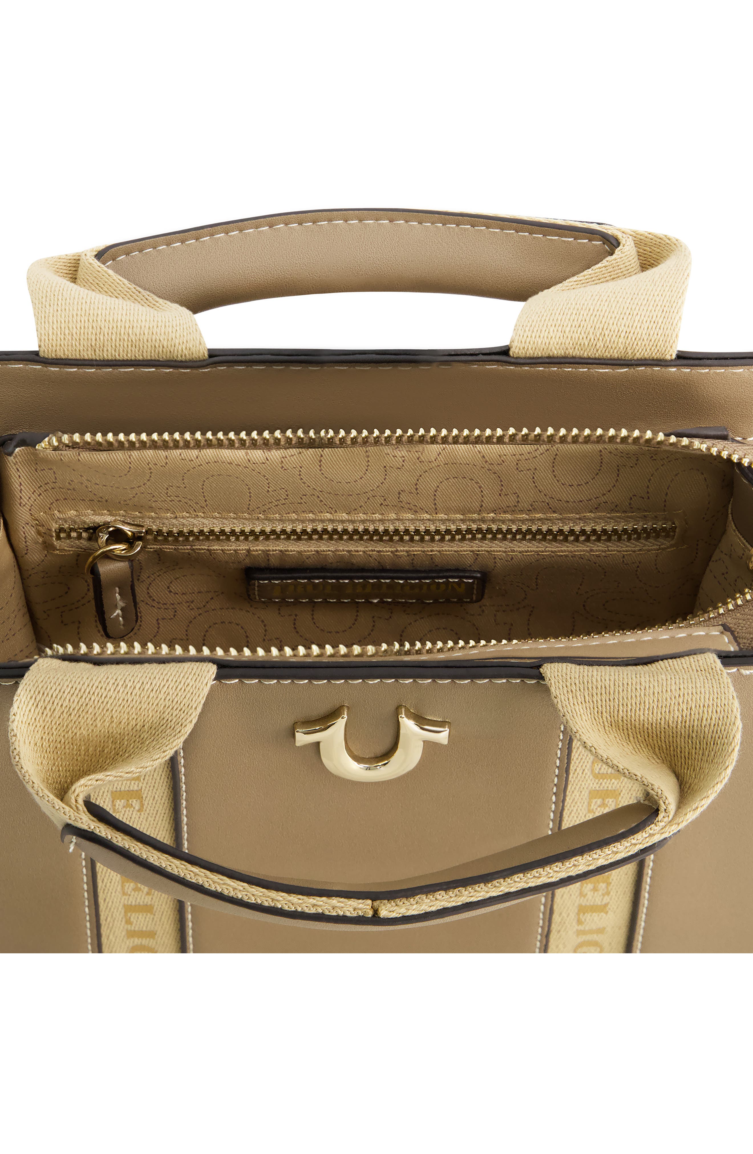 True Religion Mini Logo Convertible Tote Bag, Alternate, color, Taupe