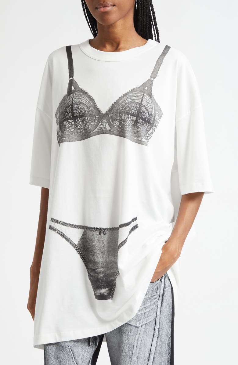 Vaquera Trompe l'Oeil Lingerie Tall Graphic T-Shirt, Alternate, color, Off White 1