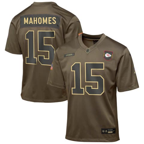 Youth Nike Patrick Mahomes Olive Kansas City Chiefs 2025 Salute to Service Game Jersey