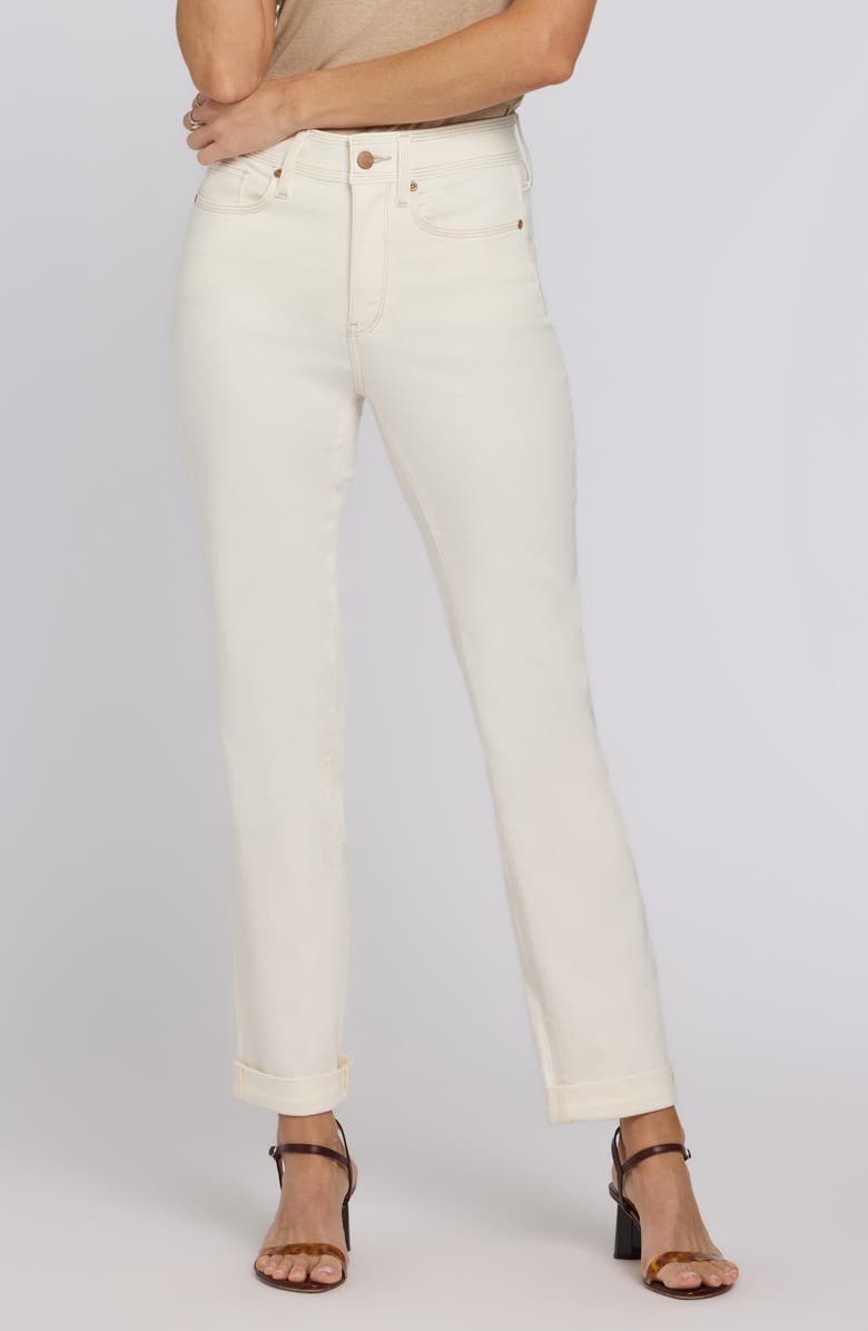 NYDJ Marilyn Triple Stitch High Waist Straight Leg Jeans, Main, color, Vintage White