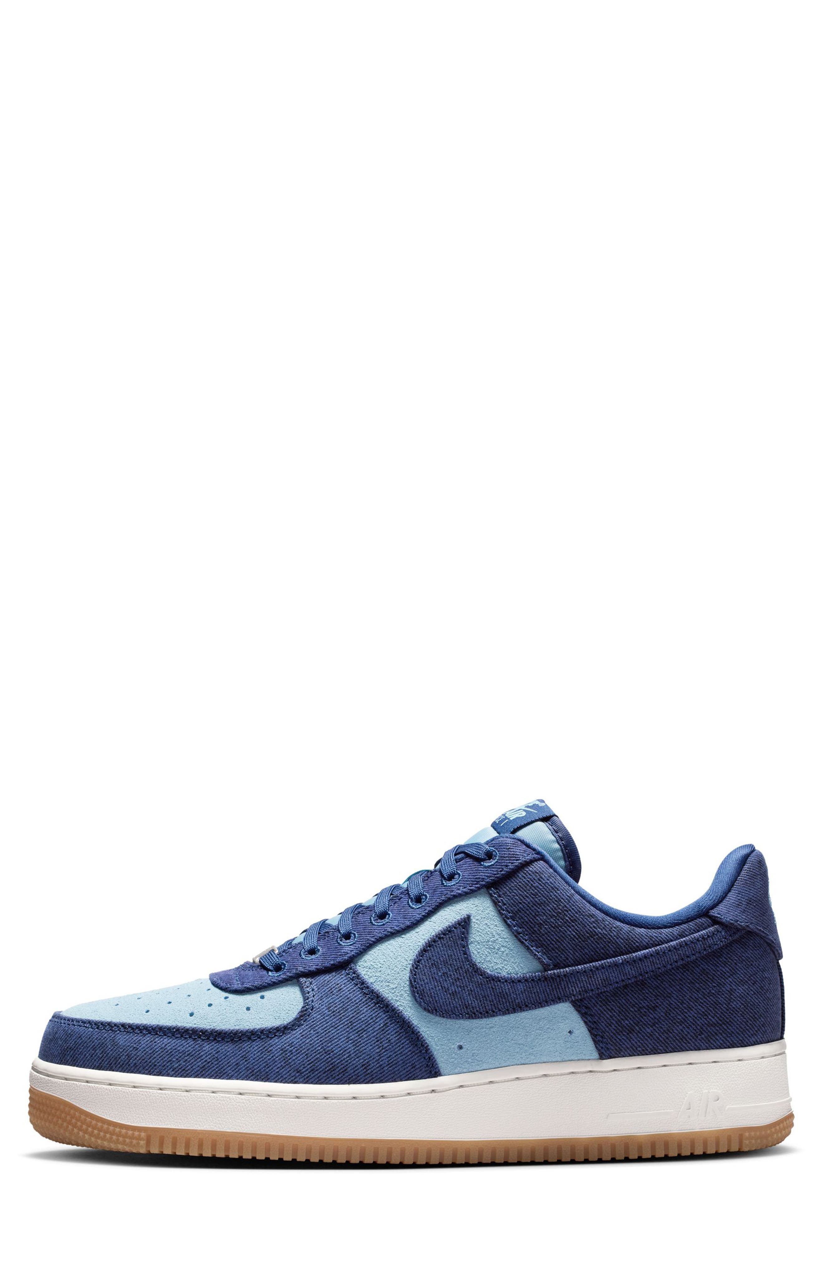 Nike Air Force 1 '07 LV8 Denim Basketball Sneaker, Alternate, color, Navy/Navy