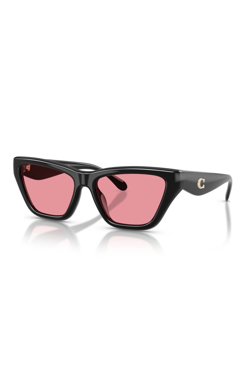 56mm Cat Eye Sunglasses, Alternate, color, BLACK / PINK SOLID