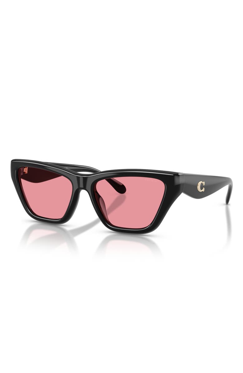 COACH 56mm Cat Eye Sunglasses, Alternate, color, Black / Pink Solid