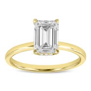 LuvMyJewelry Delphine 14K Yellow Gold Emerald Cut Lab Grown Diamond Hidden Halo Engagement Ring - 2.1 ct