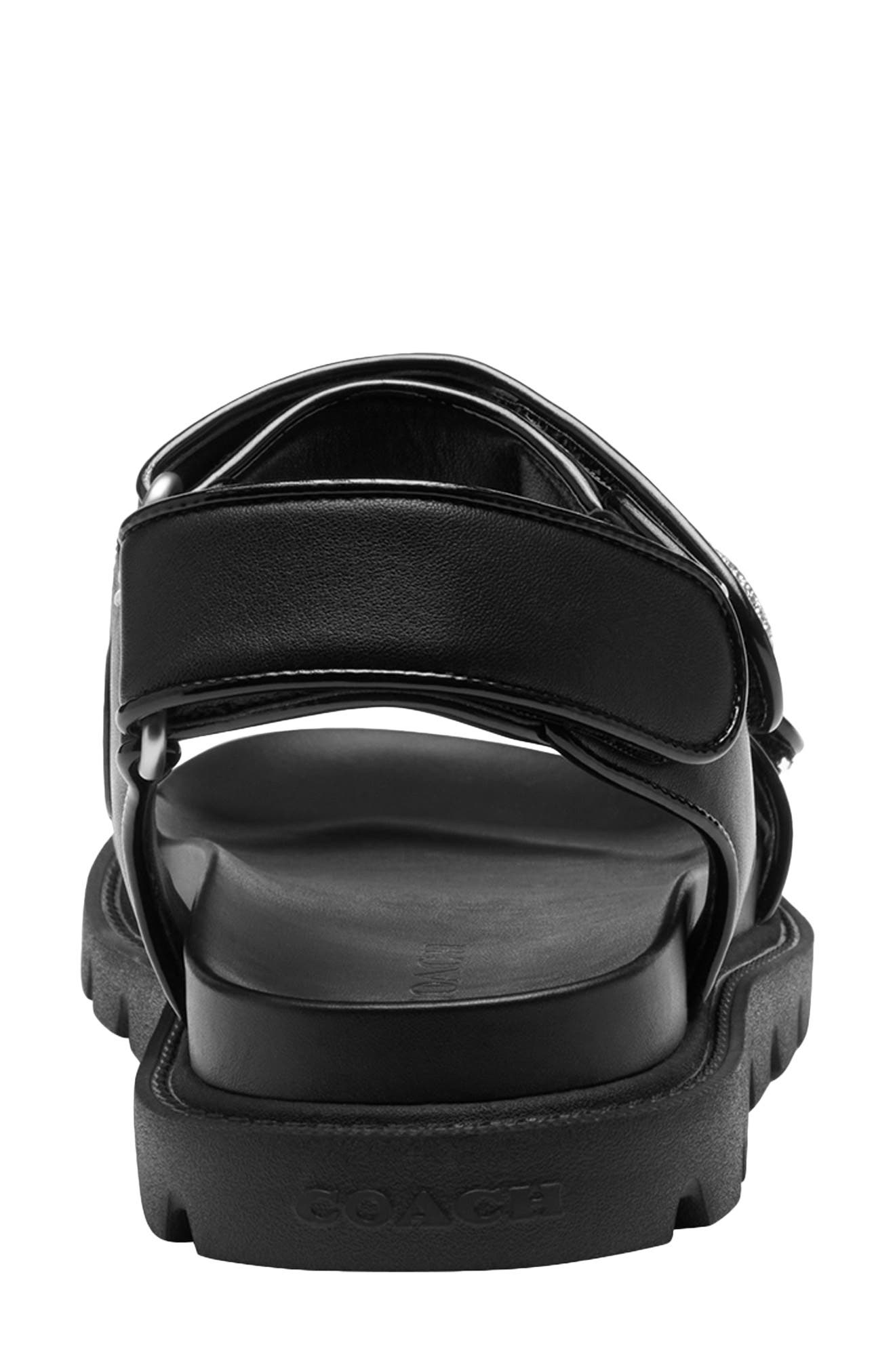 COACH Brynn Leather Sandal, Alternate, color, Black