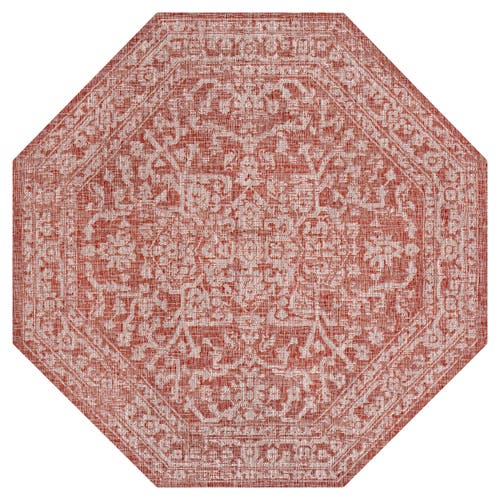 Jonathan Y Malta Bohemian Medallion Textured Weave Octagon Indoor/outdoor Area Rug In Red