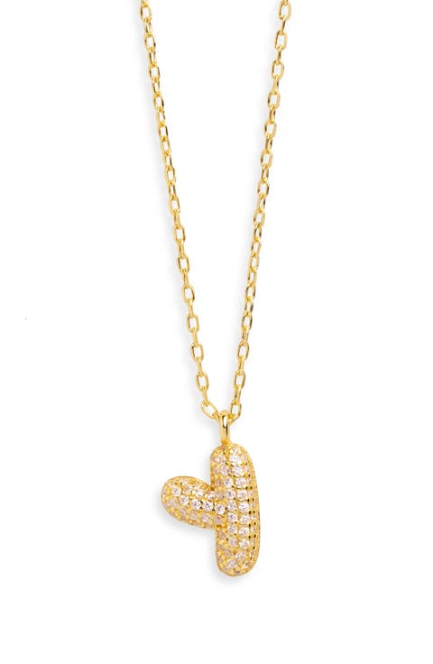 Cubic Zirconia Bubble Inital Pendant Necklace