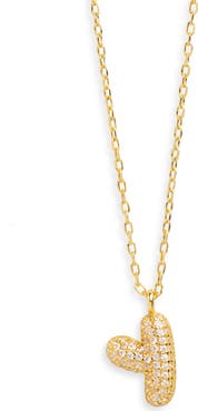 Argento Vivo Sterling Silver Cubic Zirconia Bubble Inital Pendant Necklace