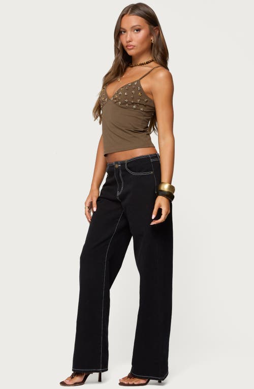 Edikted Nora Button Camisole In Brown