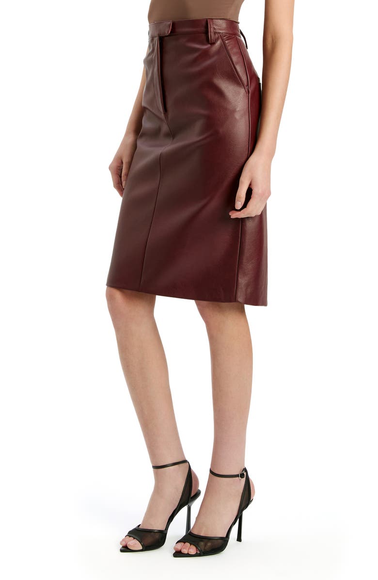 Bardot Phenix Faux Leather Pencil Skirt, Alternate, color, Burgundy