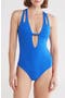 Deep V-Neck Teardrop One-Piece Swimsuit