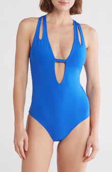 Becca Deep V-Neck Teardrop One-Piece Swimsuit