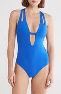 Becca Deep V-Neck Teardrop One-Piece Swimsuit