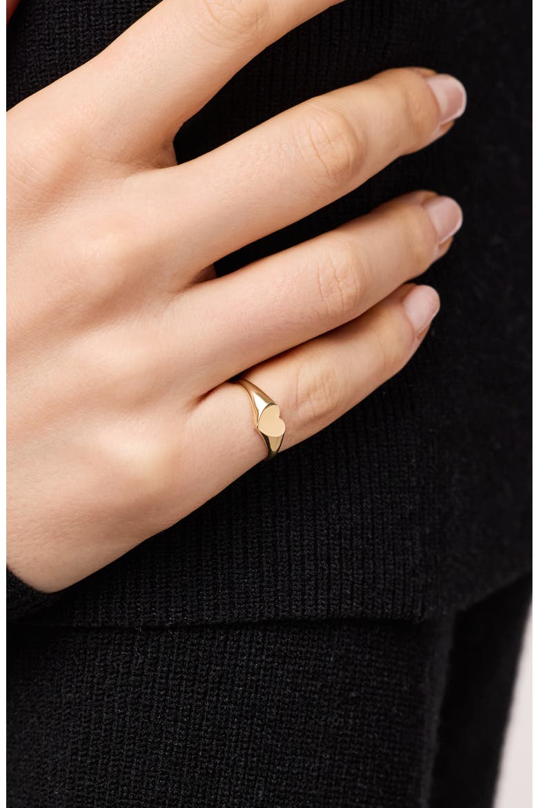 Solid Yellow Gold - Heart Signet Ring, Alternate, color, Gold