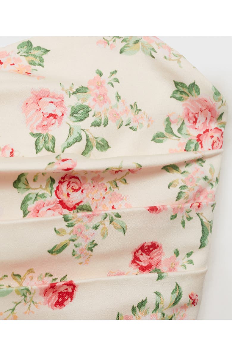 MANGO Pleated Strapless Minidress, Alternate, color, Ecru