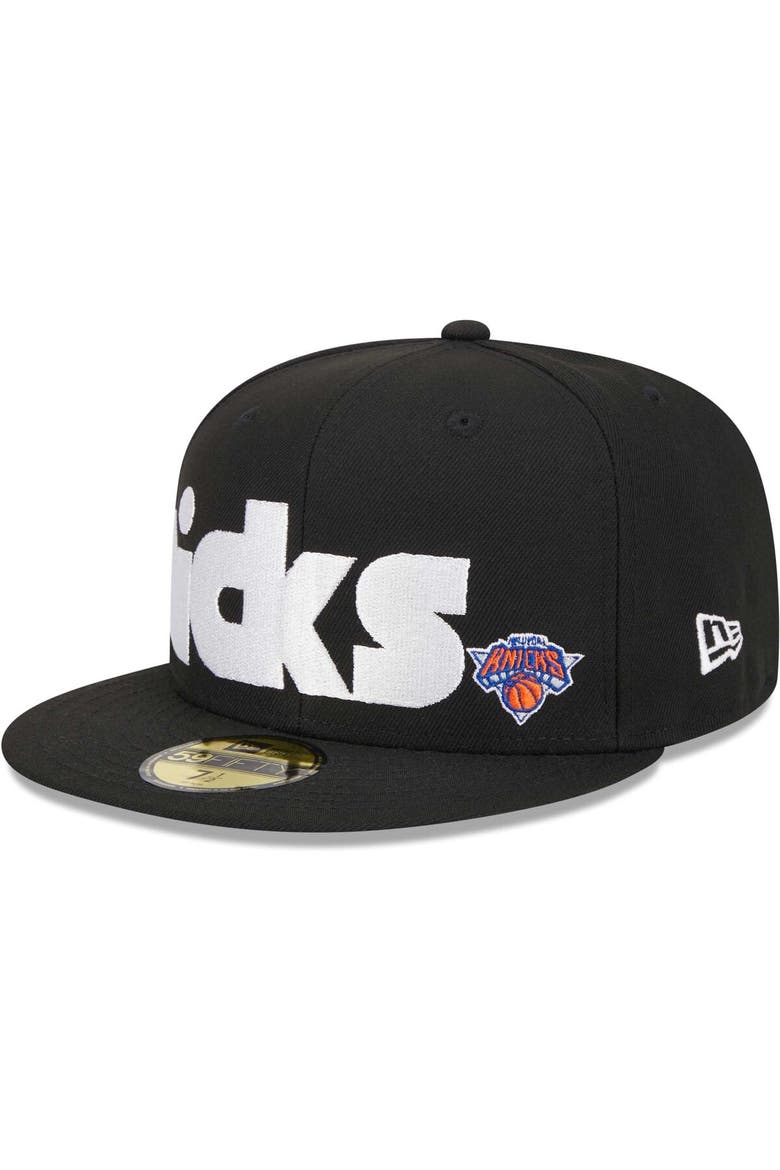Men's New Era Black New York Knicks Checkerboard UV 59FIFTY Fitted Hat, Alternate, color, Black