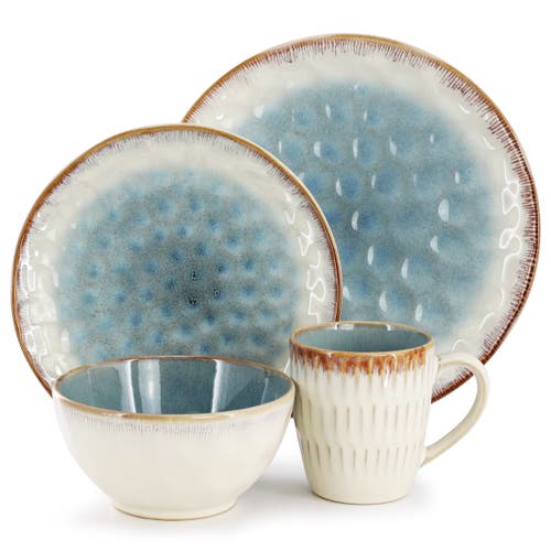 Elama Leann 16 Piece Stoneware Dinnerware Set In Multi