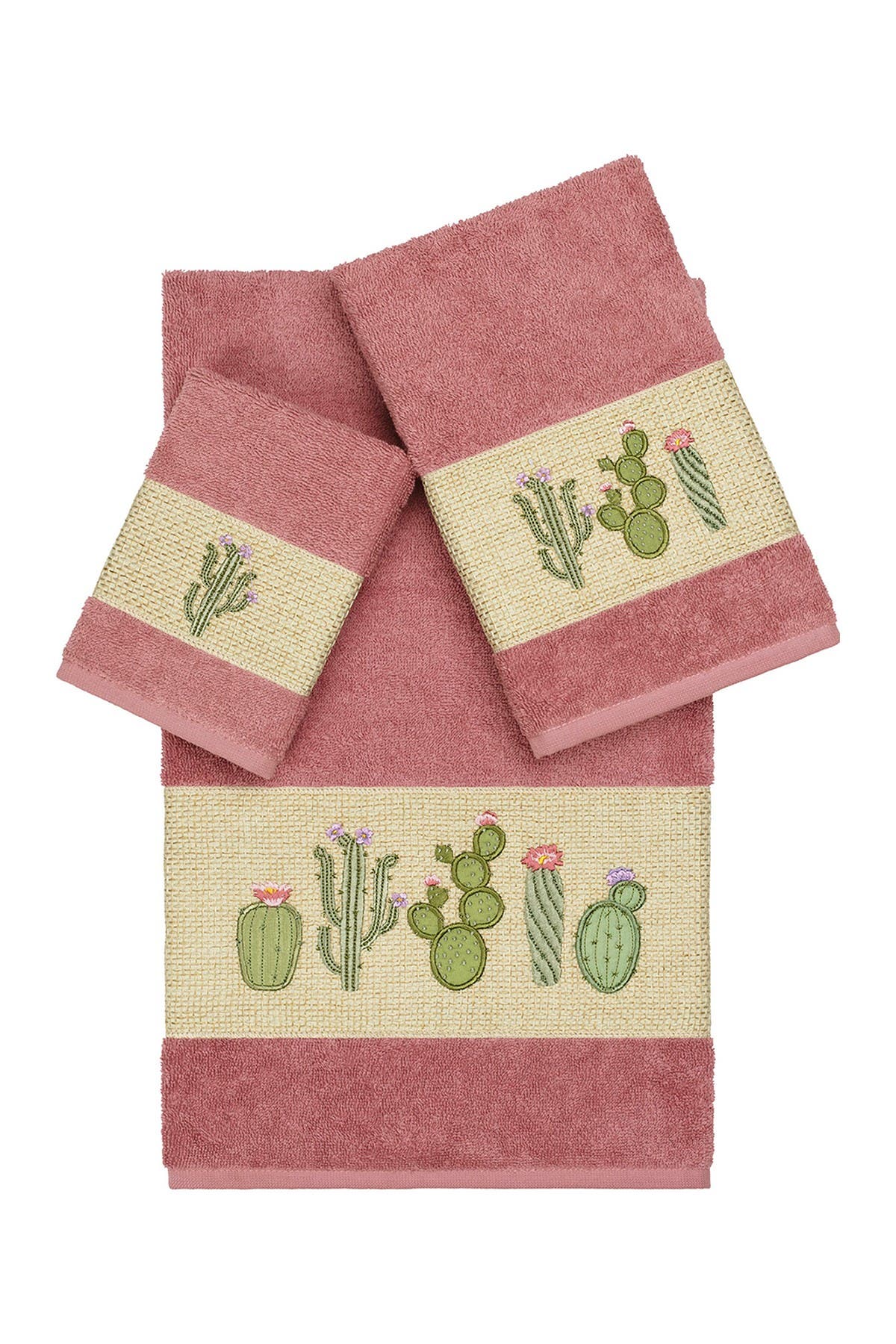 Linum Home Textiles Mila 3-Piece Embellished Towel Set - Tea Rose ...