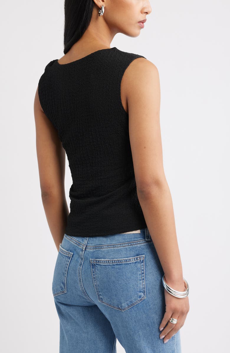 Open Edit Twisted Shoulder Textured Tank, Alternate, color, Black