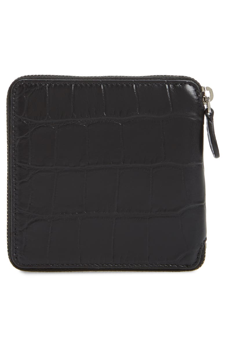 Balenciaga Ville Croc Embossed Leather Square Wallet, Alternate, color, 