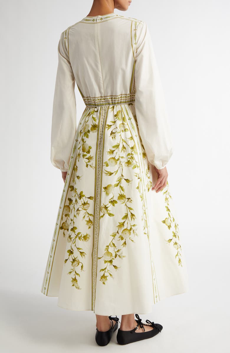 Giambattista Valli Wallpaper Floral Long Sleeve Cotton Poplin Fit & Flare Midi Dress, Alternate, color, 