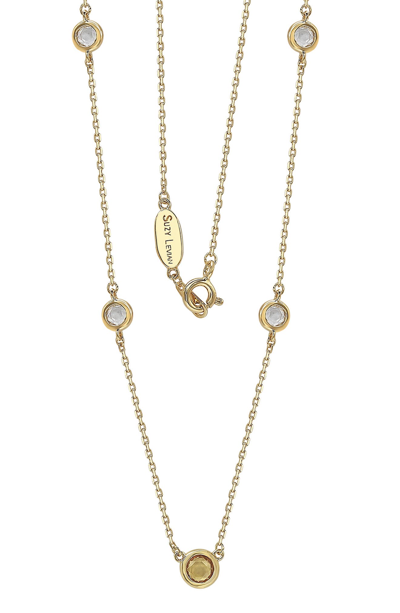 SUZY LEVIAN Yellow Sapphire & Lab Created White Sapphire Station ...