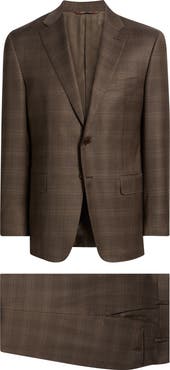Canali Siena Regular Fit Brown Slub Wool Suit