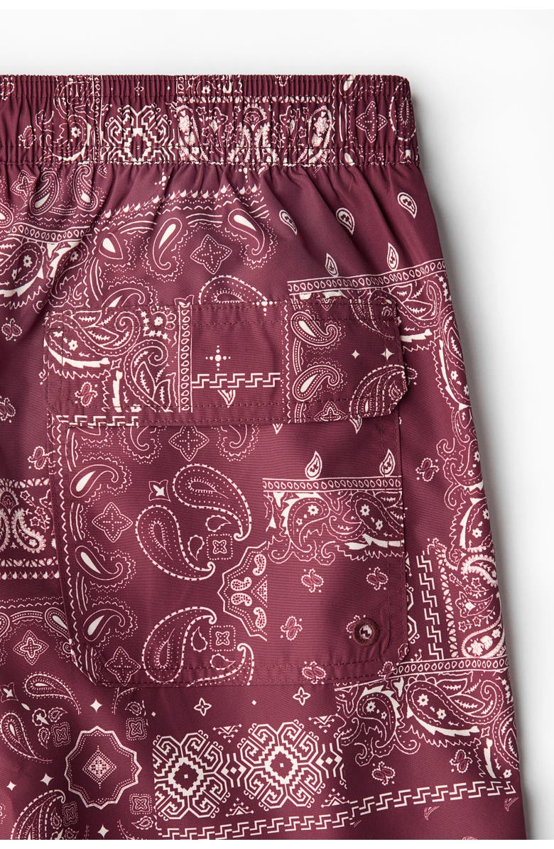 H&M Patterned Swim Shorts, Alternate, color, Dusty Red/Paisley