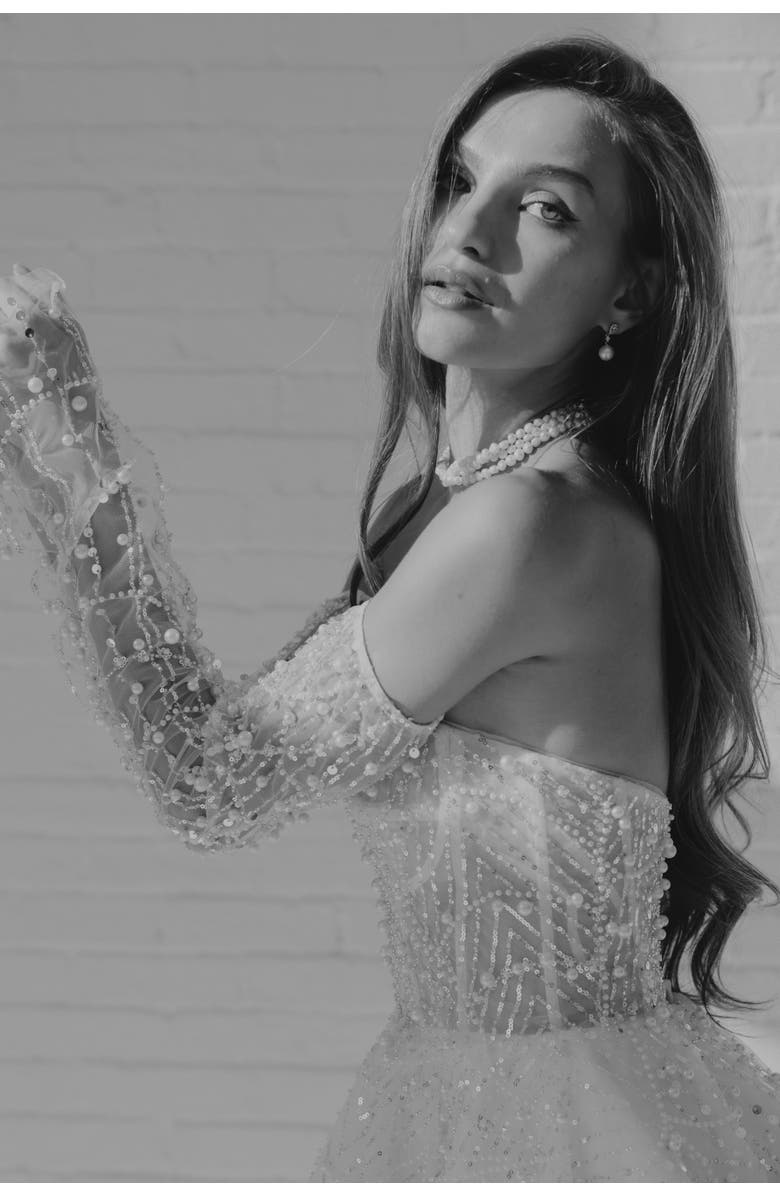 Untamed Petals Siena Sequin Gloves, Alternate, color, Ivory