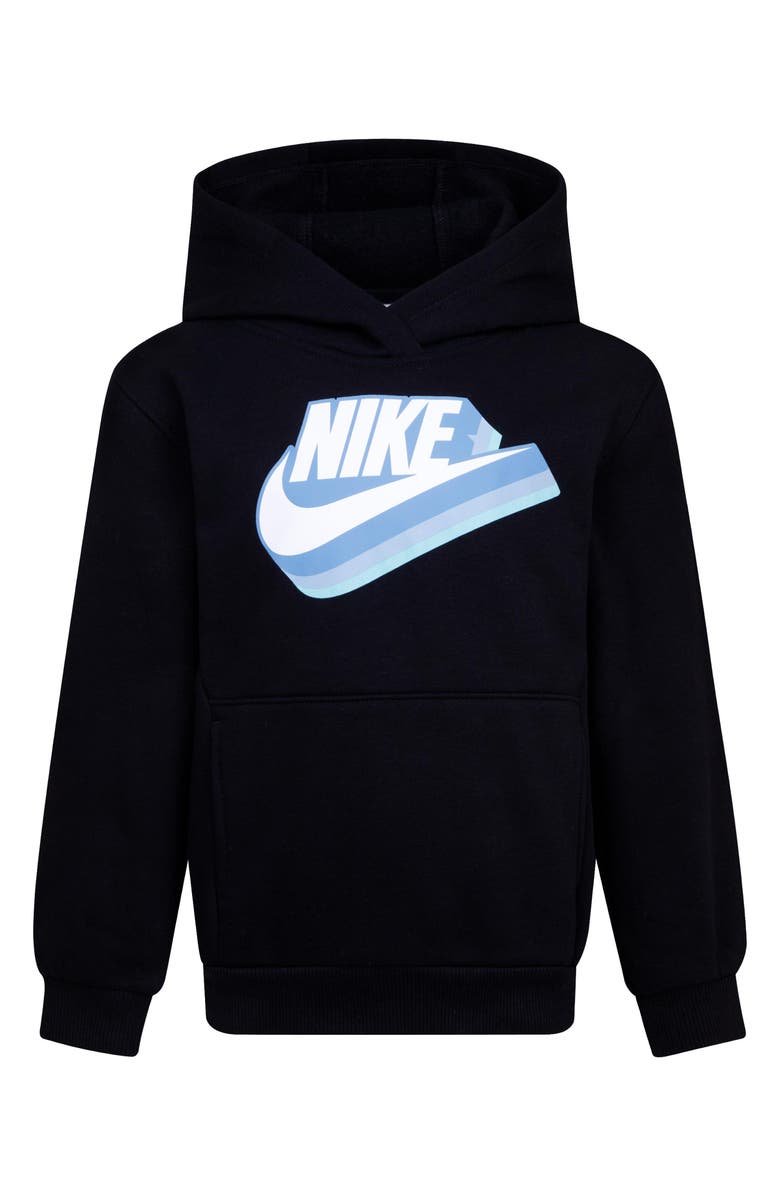 Nike Kids' Swoosh Futura Graphic Print Hoodie, Main, color, Black