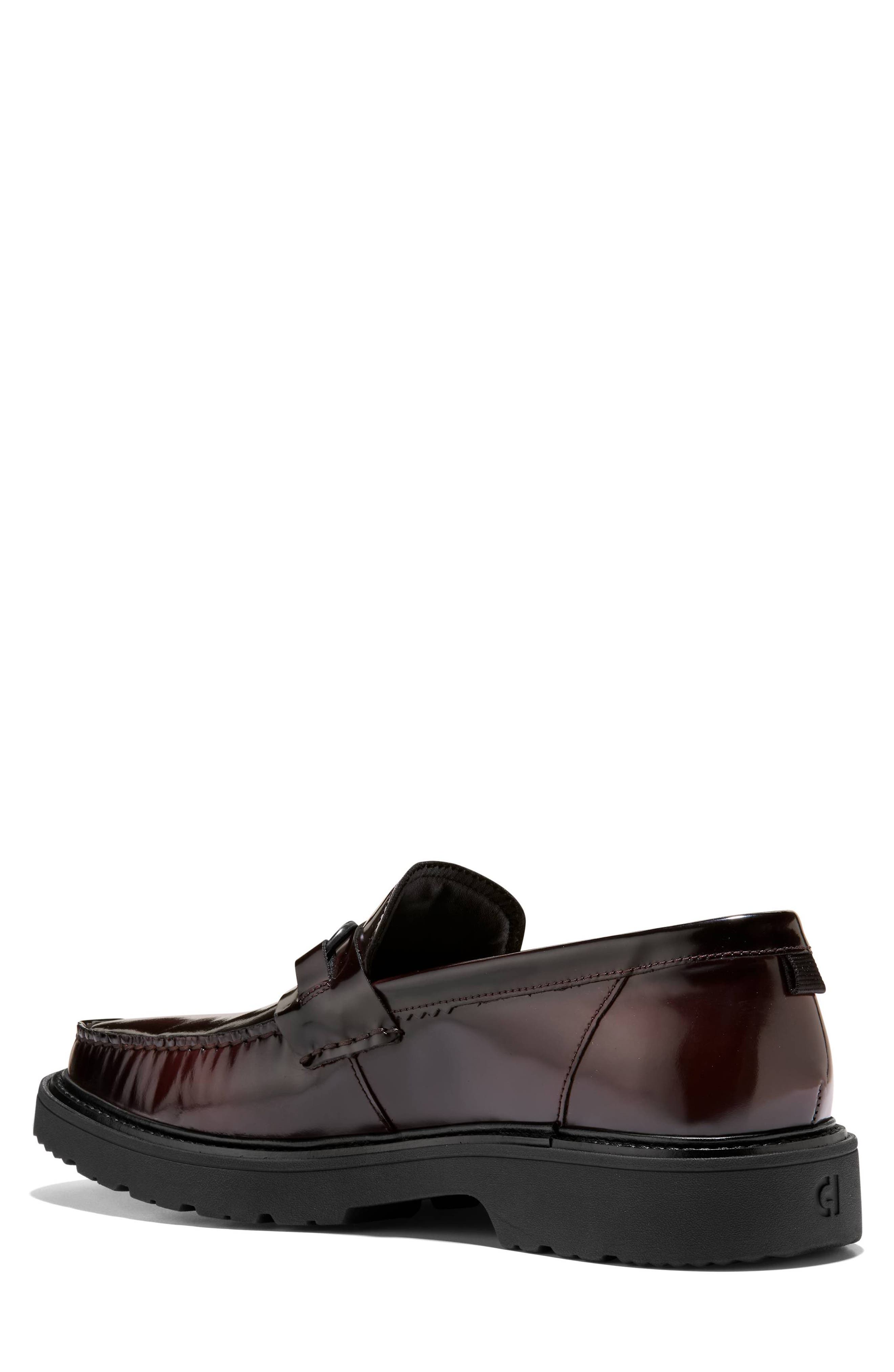 Broome Grand Lug Sole Bit Loafer, Alternate, color, BURGUNDY BOX BRUSH OFF / BLACK