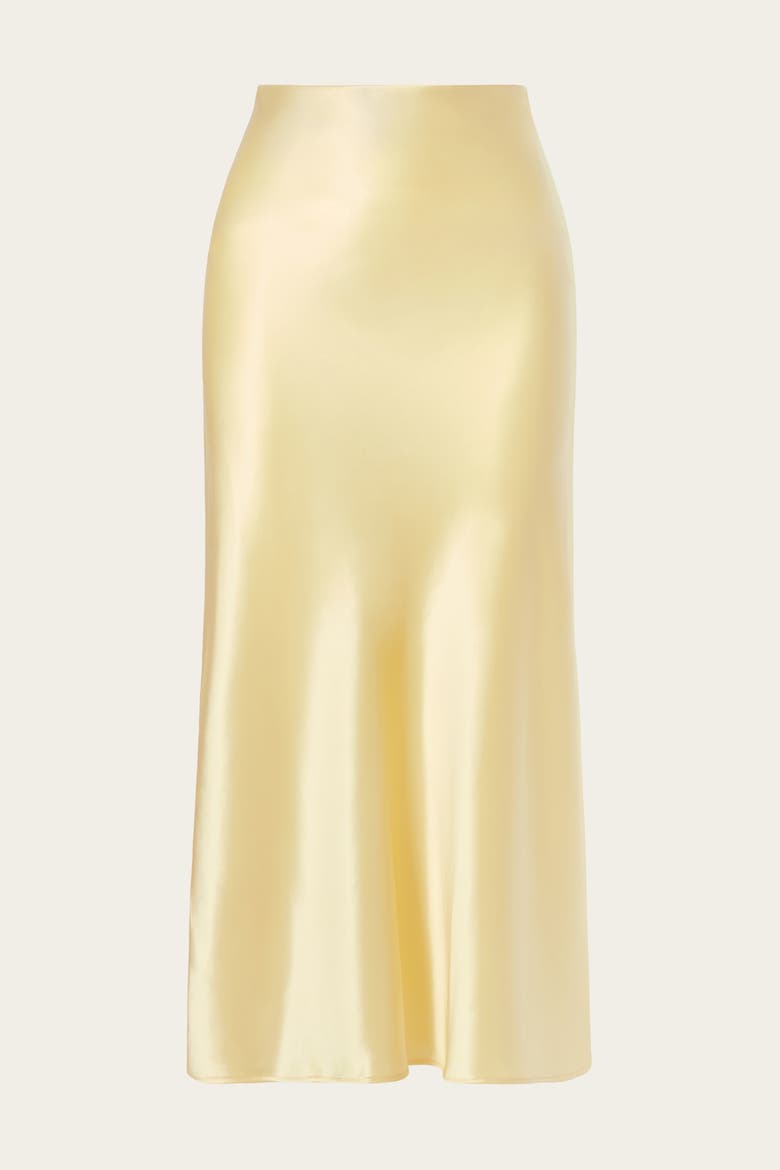 Aubree Satin Midi Skirt, Alternate, color, Light Lemon