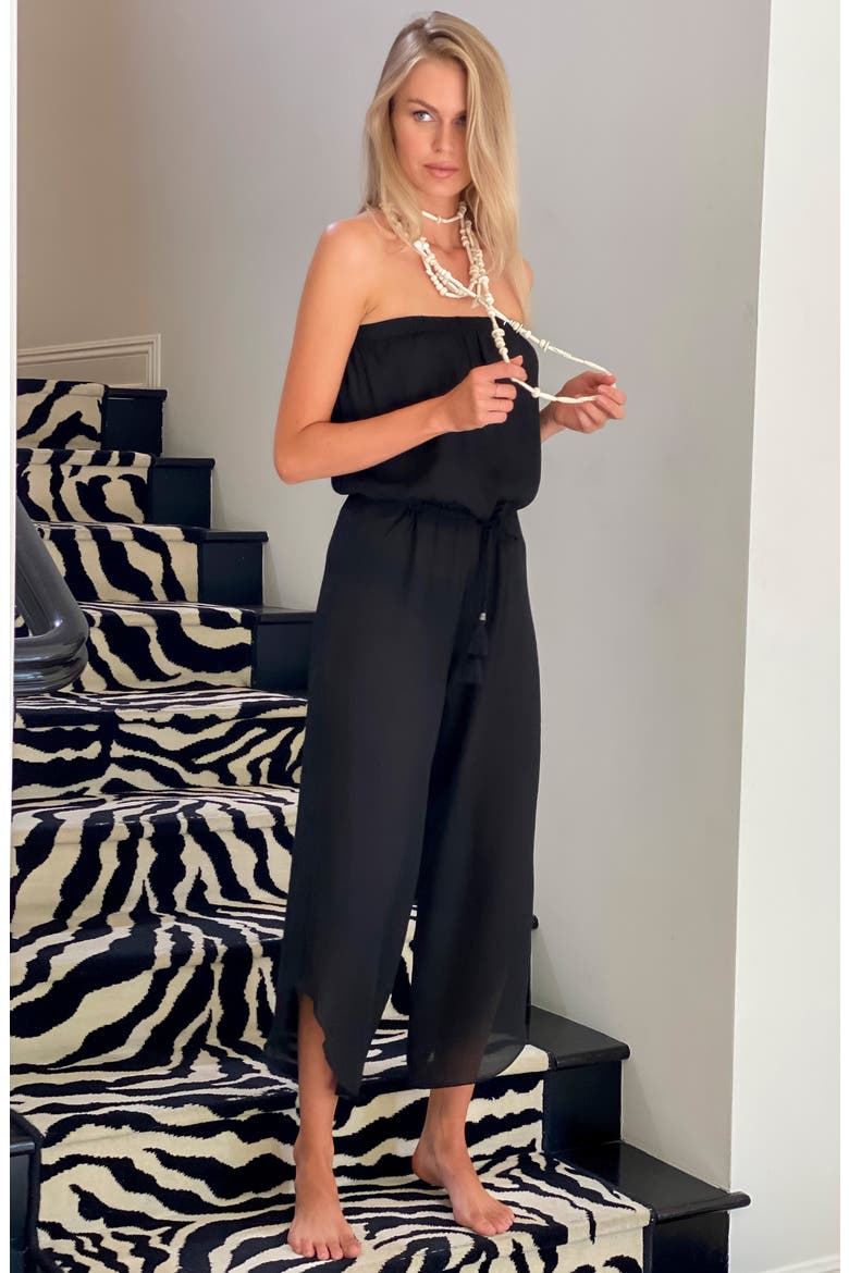 Strapless Cover-Up Jumpsuit, Alternate, color, BLACK