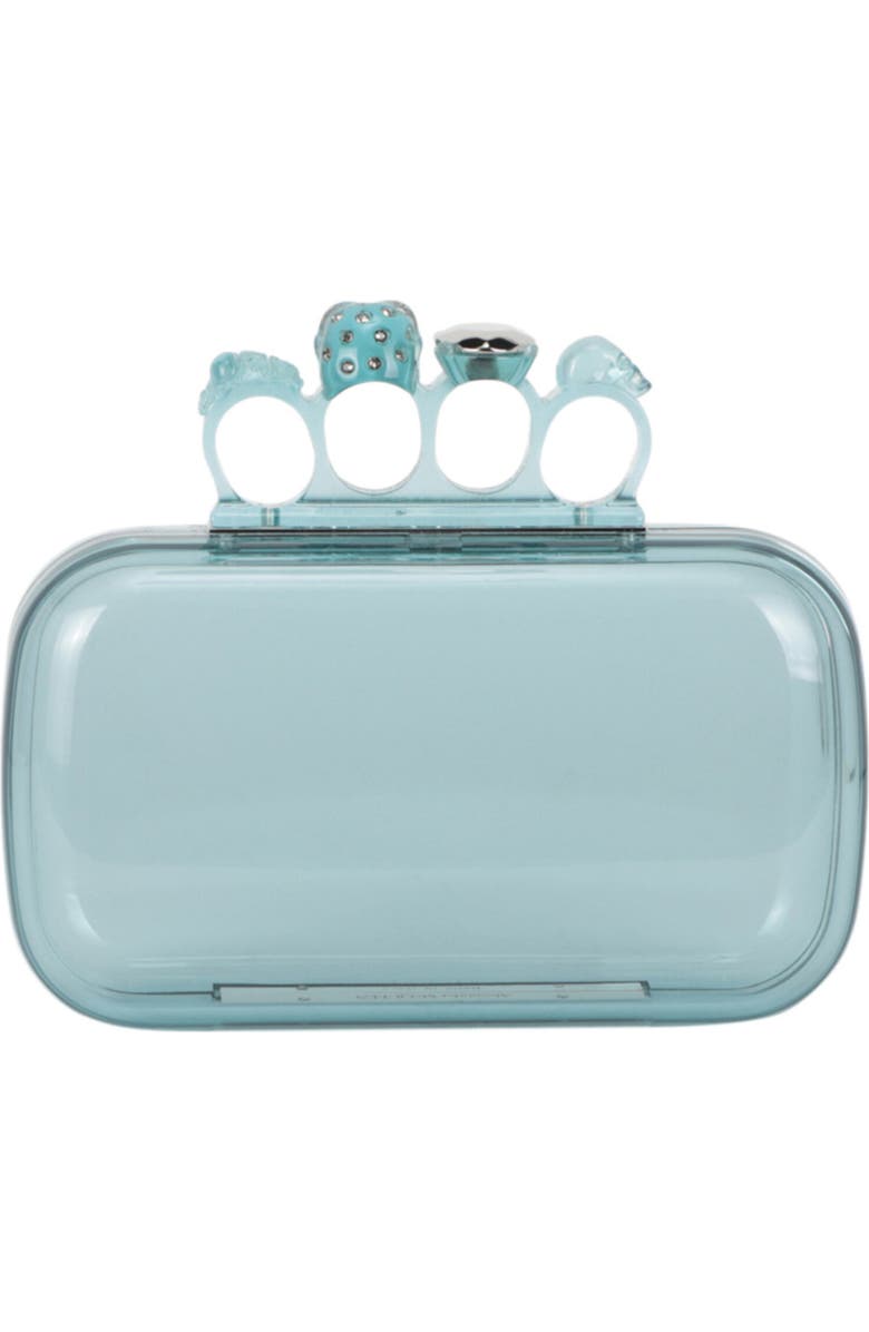 Alexander McQueen Puma Skull Four Ring Clutch, Alternate, color, Pale Blue