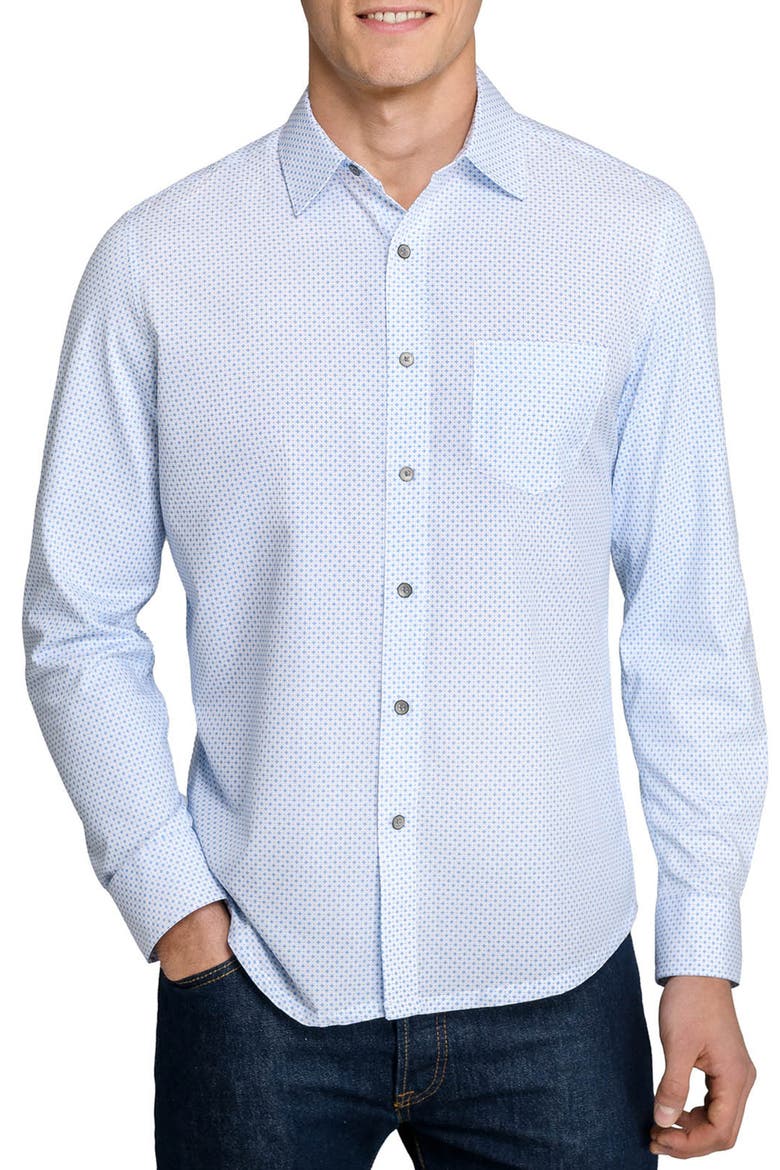 Slim Fit Micro Geo Dot Reworked Button-Up Shirt, Main, color, WHITE/ BLUE