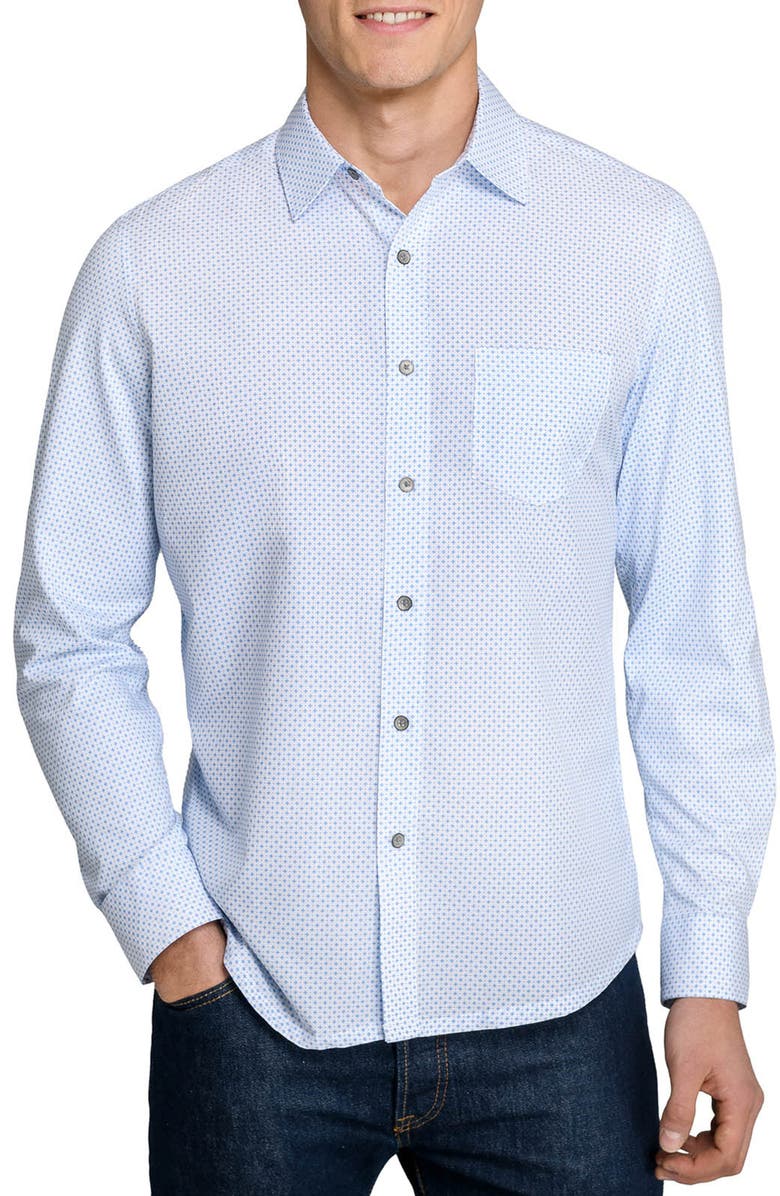W.R.K Slim Fit Micro Geo Dot Reworked Button-Up Shirt, Main, color, White/ Blue