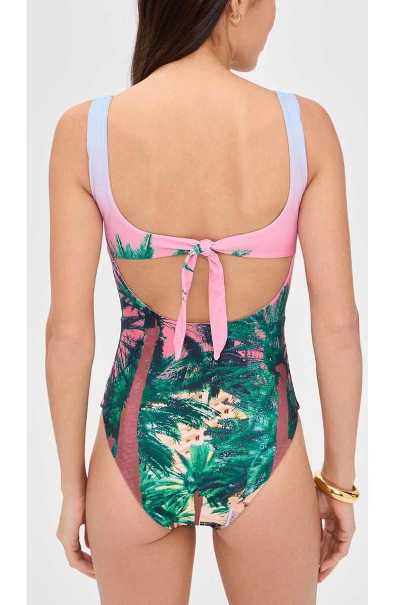 Dur Doux Miami Tie Back Maillot One Piece, Alternate, color, Pink Palm