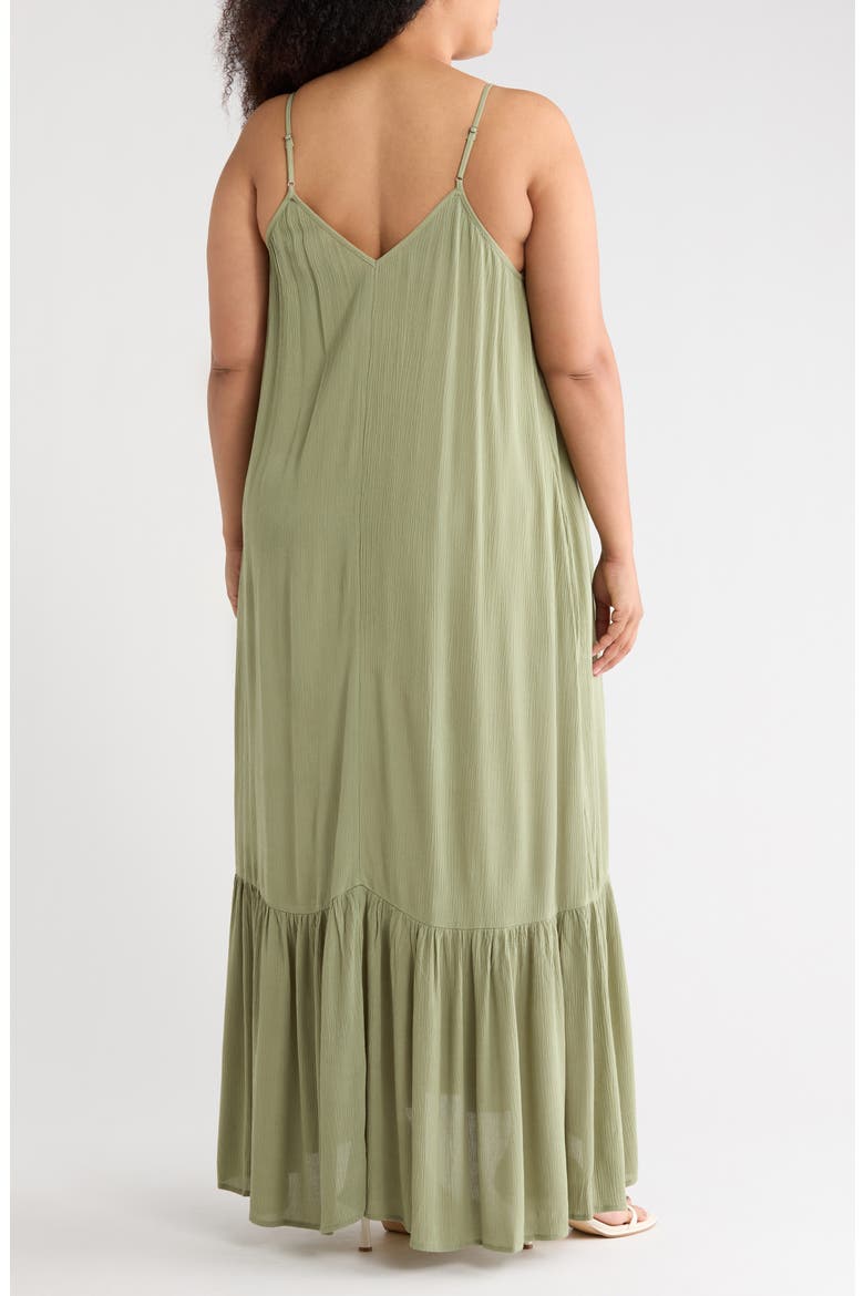 Ruffle Hem Gauze Maxi Slipdress, Alternate, color, OLIVE ACORN