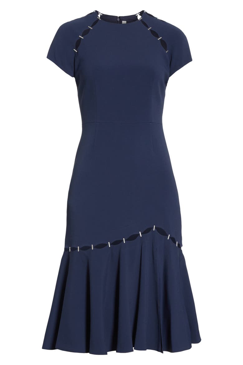 Jonathan Simkhai Stapled Crepe T-Shirt Dress, Alternate, color, MIDNIGHT