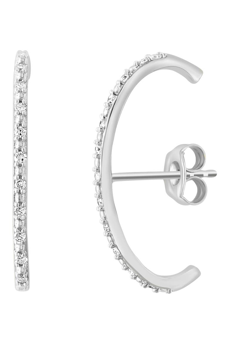 Sterling Silver Pavé Diamond Drop Earrings, Main, color, SILVER