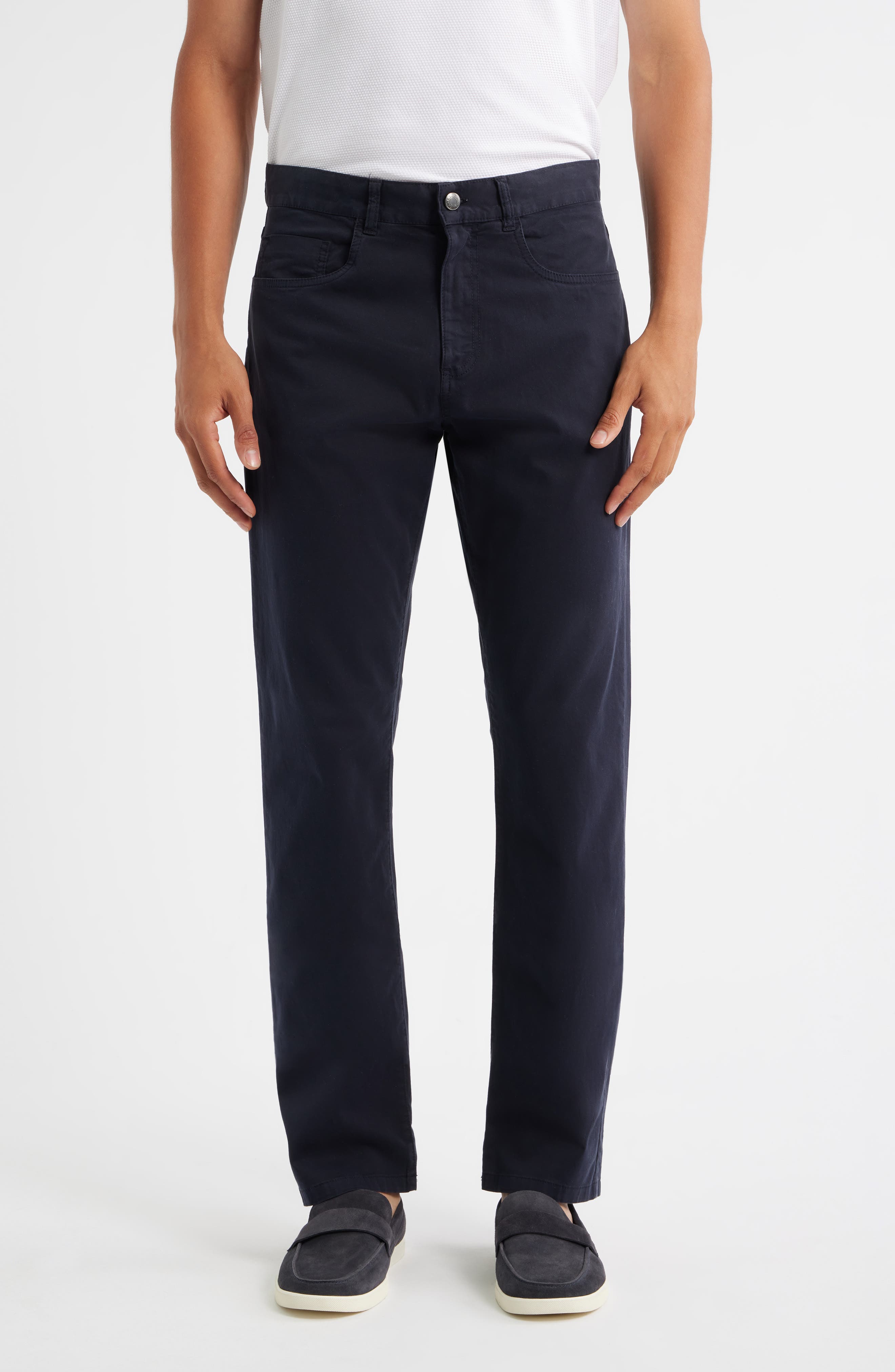 Canali Regular Fit 5-Pocket Cotton Stretch Twill Pants