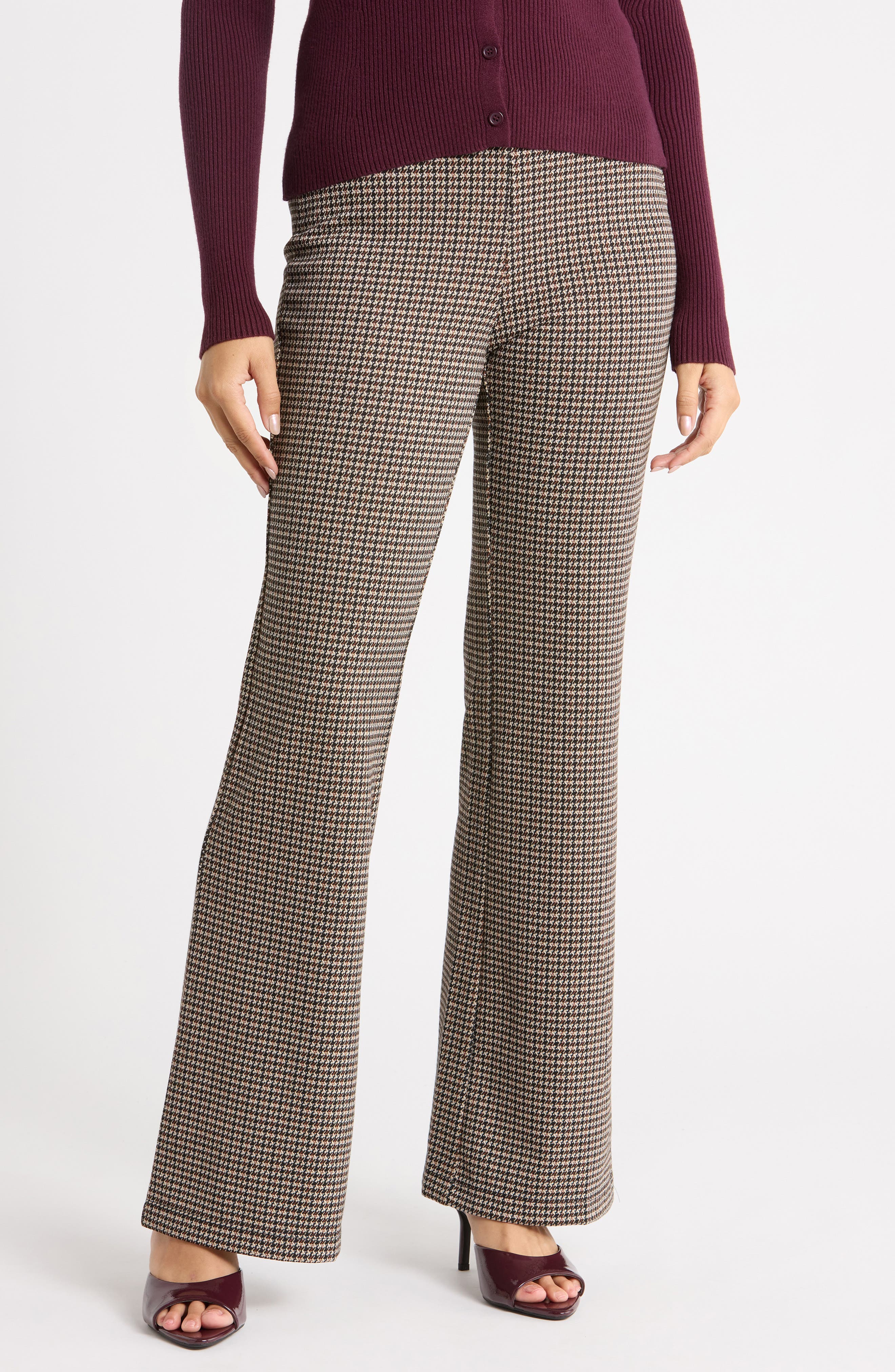 Houndstooth Double Knit Bootcut Pants