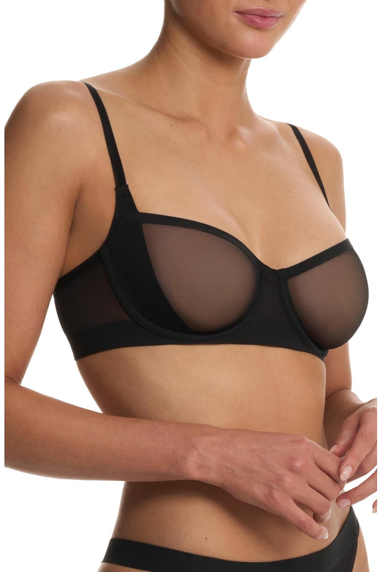 True Zen Mesh Balconette Bra, Alternate, color, Black